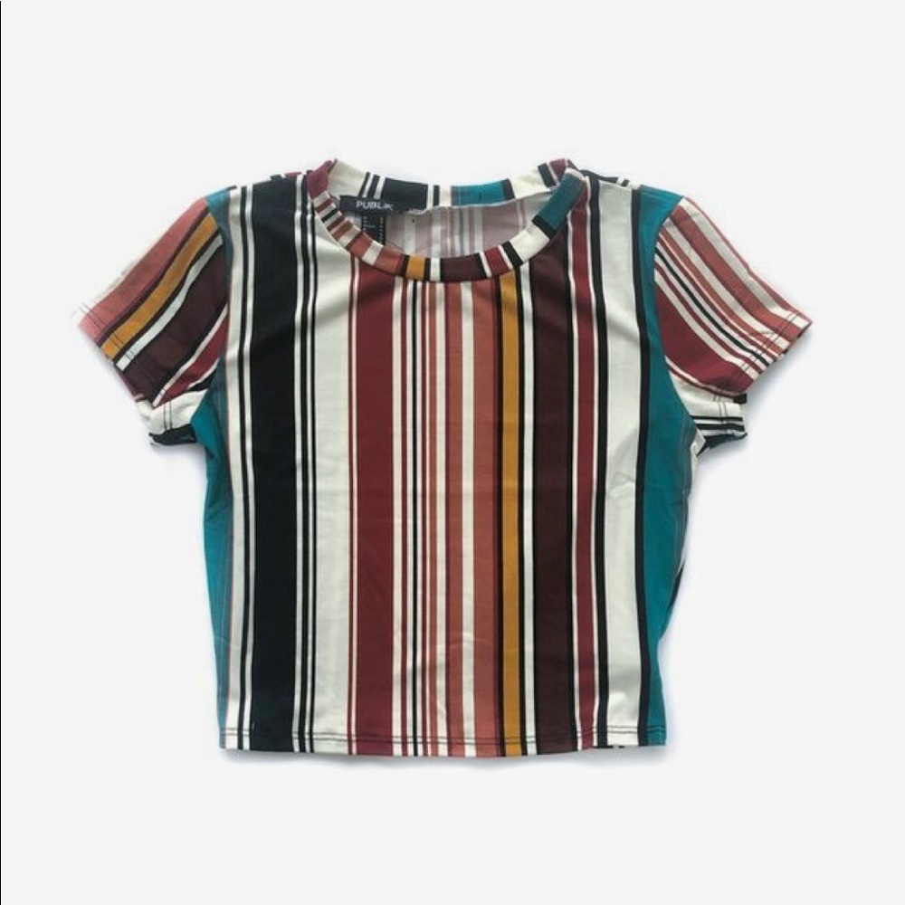 MULTI STRIPE SHORT SLEEVE TOP